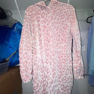 Light pink cheetah apron Night Romper